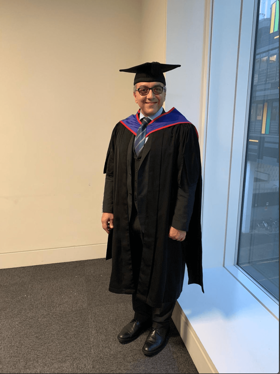 Mr Sherif Elshazly in academic cap and gown at his MSc graduation